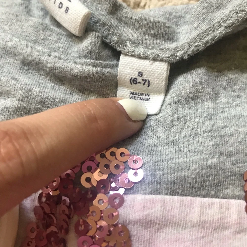 Gap Kids Gray and Pink Logo (Sequin) Long Sleeve